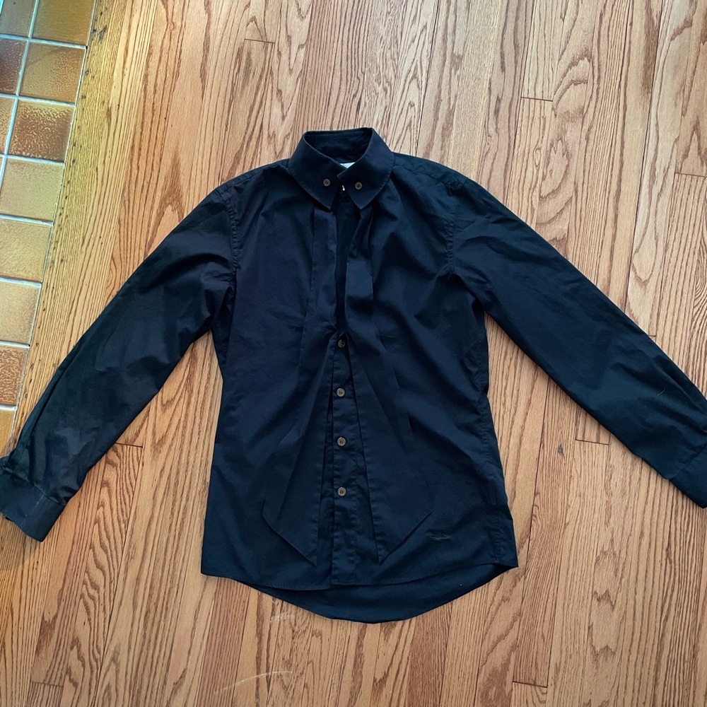 Rare Vivienne Westwood Black Button Down Top with Ties Size 4